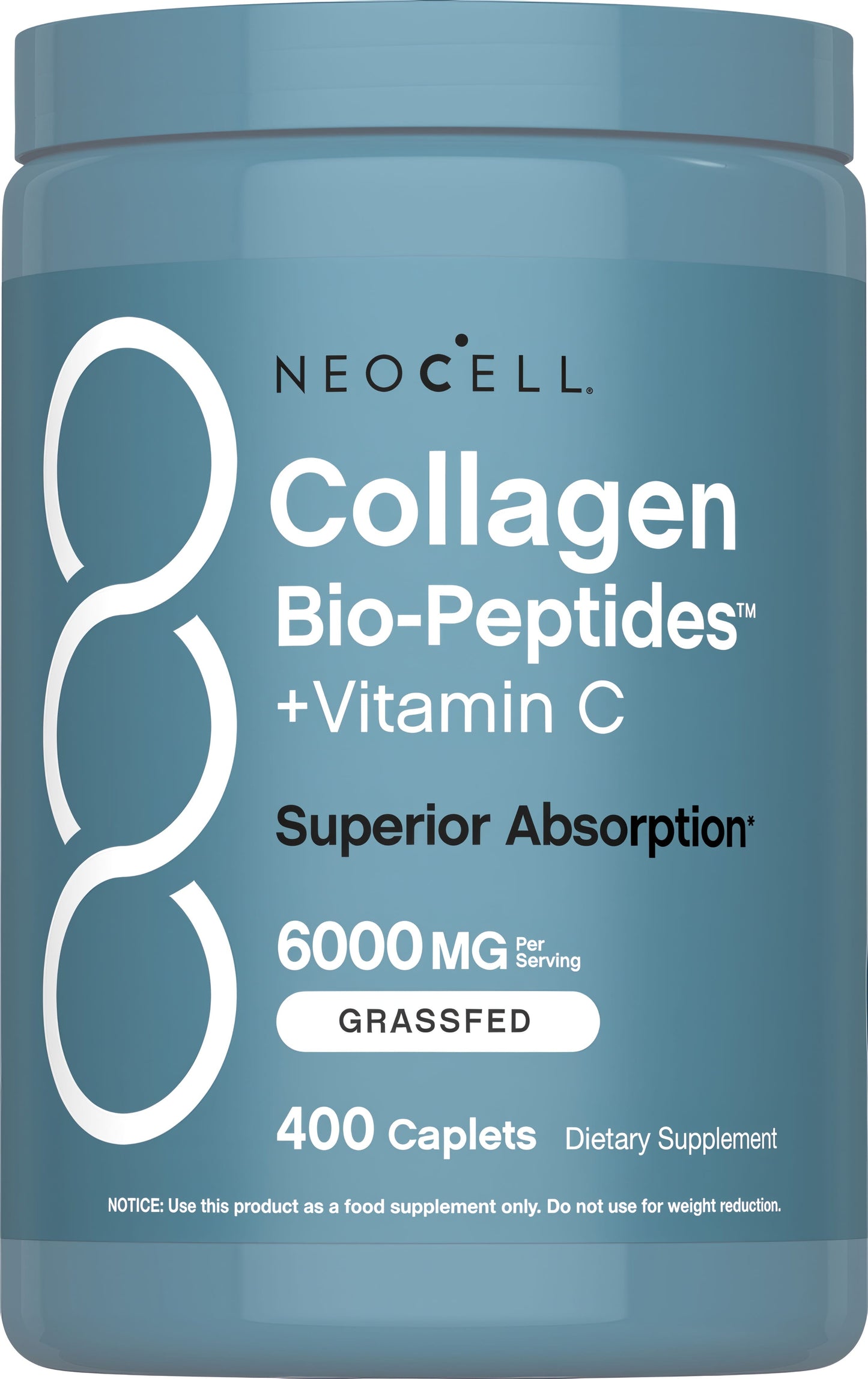 Grassfed Collagen Bio-Peptides + Vitamin C, 6000 mg, 400 Caplets