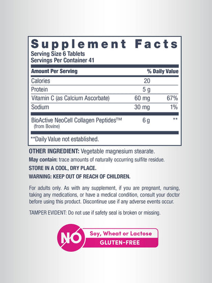 Grassfed Collagen Peptides + C, 6000 mg, 250 Caplets