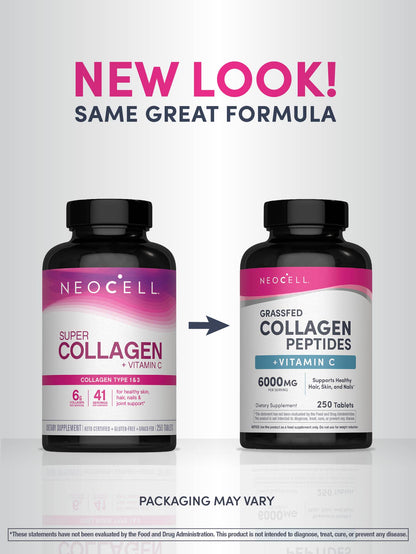 Grassfed Collagen Peptides + C, 6000 mg, 250 Caplets