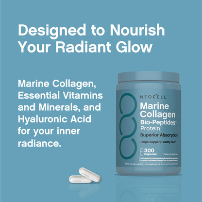 Marine Collagen Peptides + Hyaluronic Acid, 300 Fish Gelatin Capsules