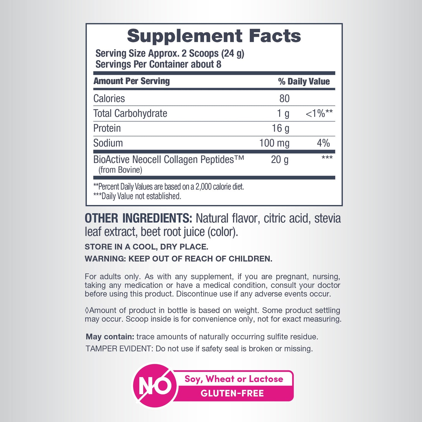 Grassfed Collagen Peptides Berry Lemon Flavor, 6.7 oz (190 g) Powder