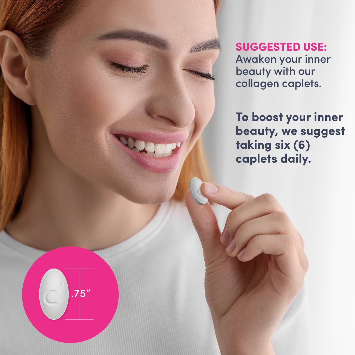 Grassfed Collagen Peptides  + C & Biotin, 6000 mg, 180 Caplets