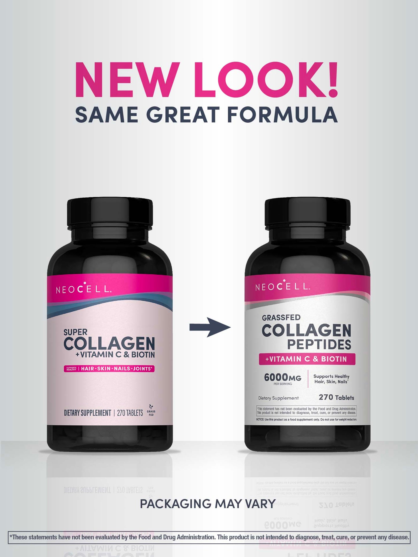 Grassfed Collagen Peptides  + C & Biotin, 6000 mg, 270 Caplets