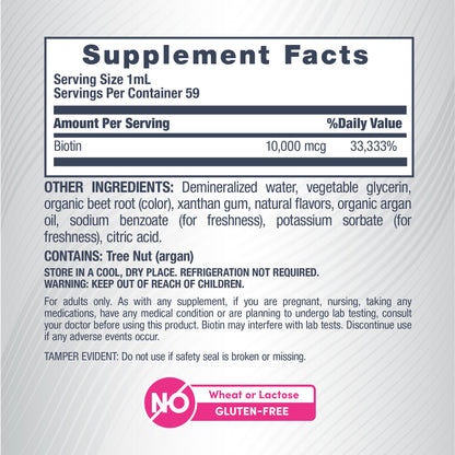 Biotin 10,000 MCG Fast Acting Liquid Berry Flavor, 2 fl oz (59 mL) Liquid