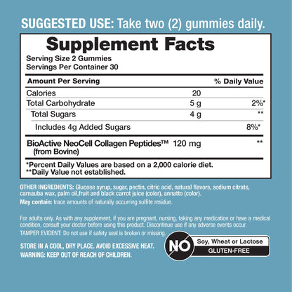Collagen Bio-Peptides Gummies Strawberry Flavor, 60 Tasty Gummies