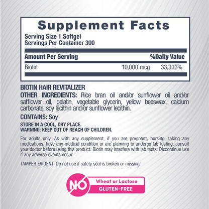 Biotin Hair Revitalizer, 10,000 mcg, 300 Softgels
