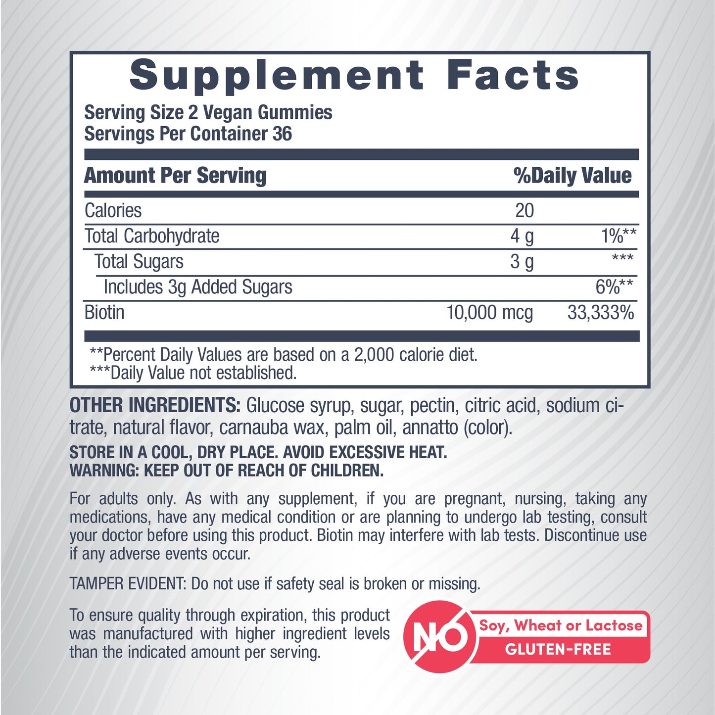 Biotin 10,000 mcg Gummies Peach Flavor, 72 Tasty Vegan Gummies