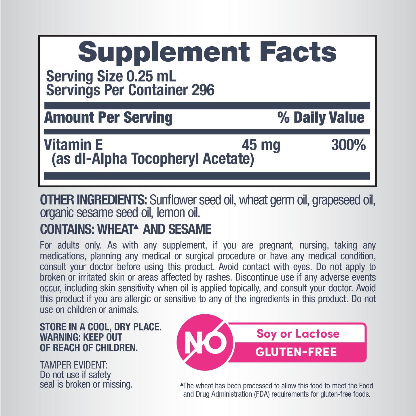 Vitamin E Oil Fast Acting, 30,000 IU, 2.5 fl oz (74 mL) Liquid