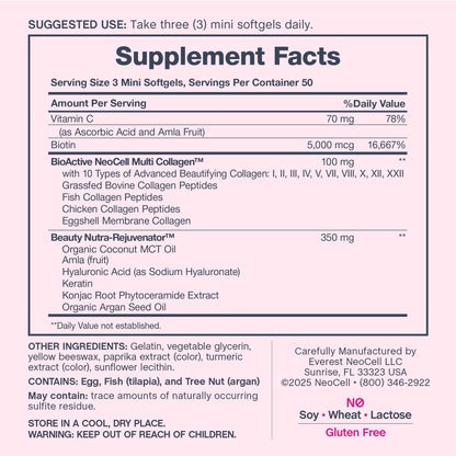 Hair, Skin & Nails Minis + Multi Collagen Bio-Peptides, 150 Softgels