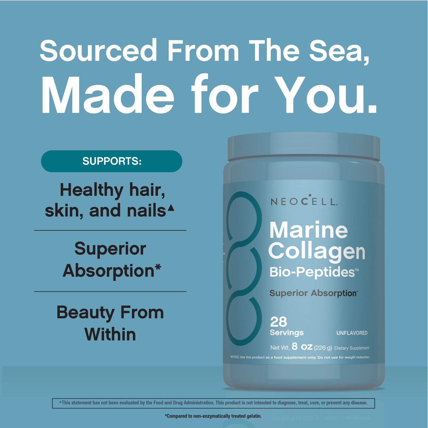 Marine Collagen Bio-Peptides, 8 oz (226 g) Powder