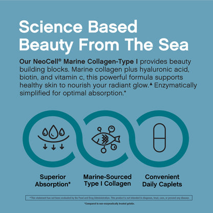 Marine Collagen Bio-Peptides Double Strength + Hyaluronic Acid, 180 Caplets