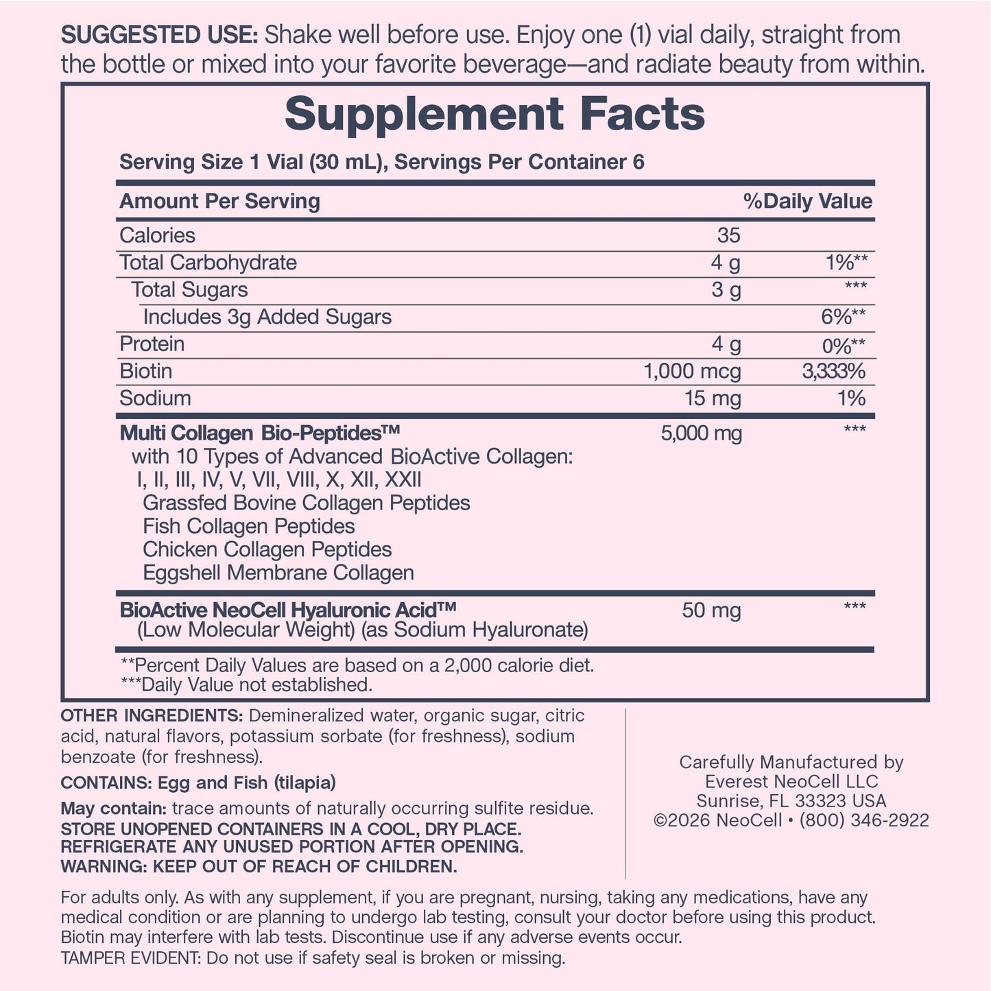 Multi Collagen Bio-Peptides Protein, 6 Vials Liquid