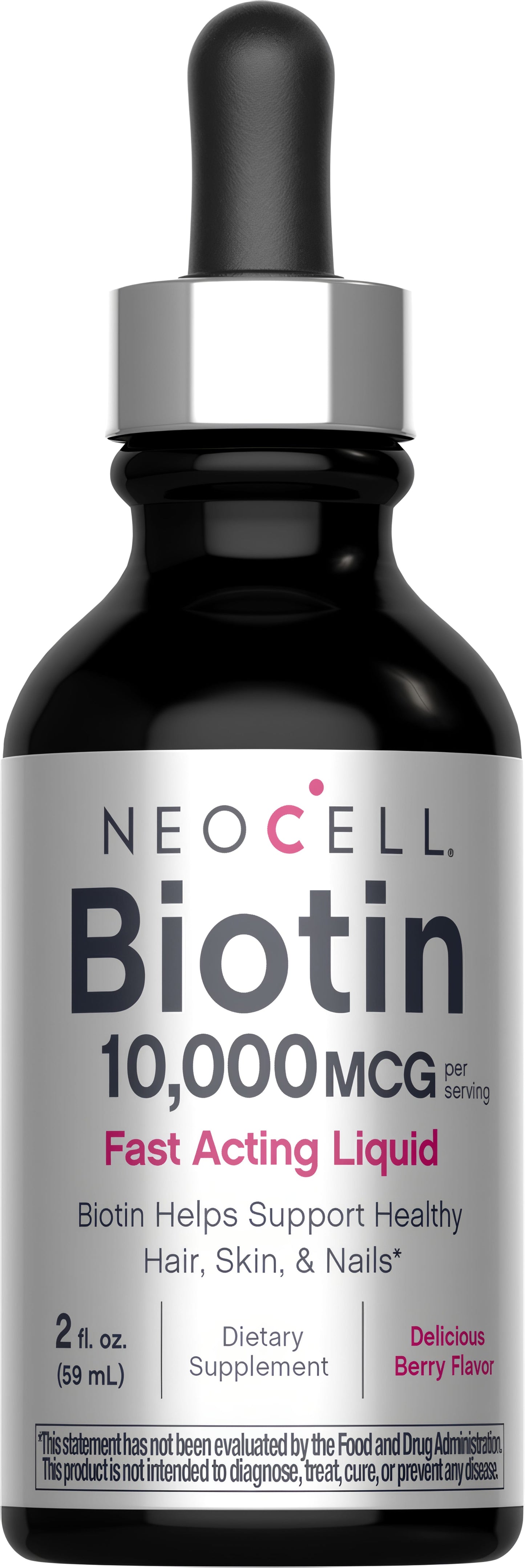 Biotin 10,000 MCG Fast Acting Liquid Berry Flavor, 2 fl oz (59 mL) Liquid