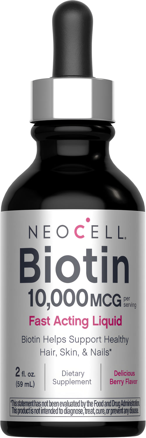 Biotin 10,000 MCG Fast Acting Liquid Berry Flavor, 2 fl oz (59 mL) Liquid