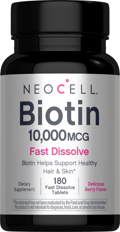 Biotin 10,000 MCG Fast Dissolve, 180 Fast Dissolve Tablets