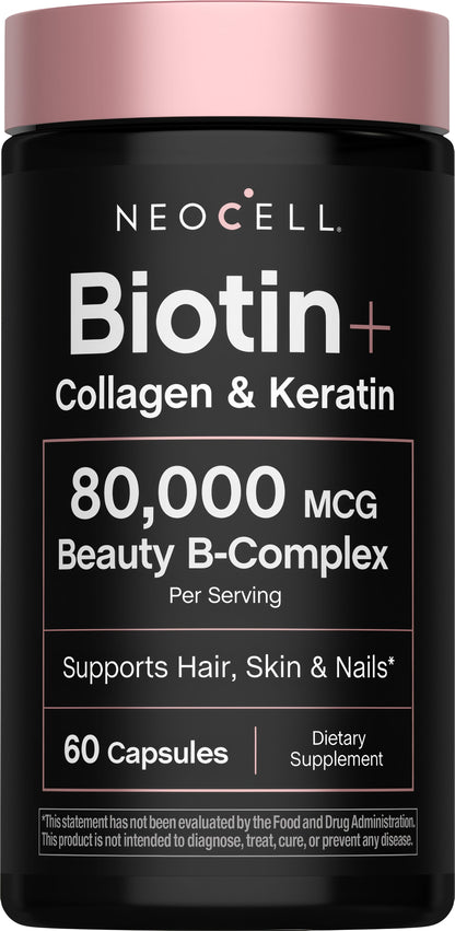 Biotin + Collagen & Keratin, 60 Capsules