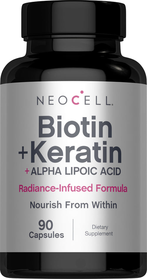 Biotin + Keratin & Alpha Lipoic Acid, 90 Capsules