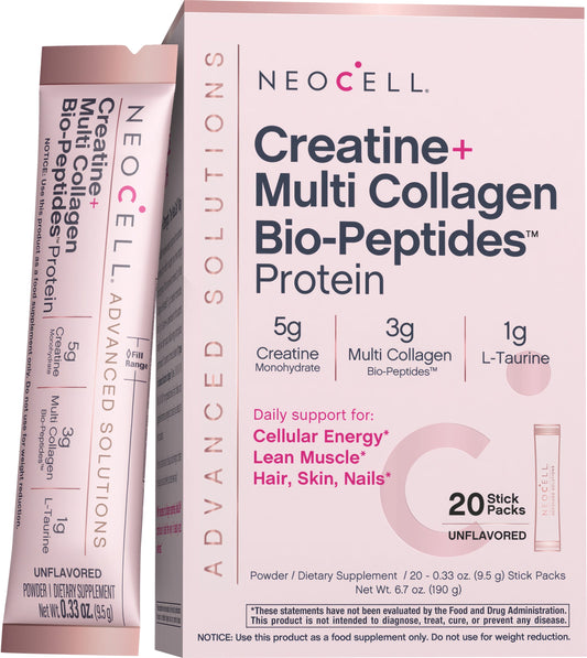 Creatine + Multi Collagen Bio Peptides Protein, 20 Stick Packs