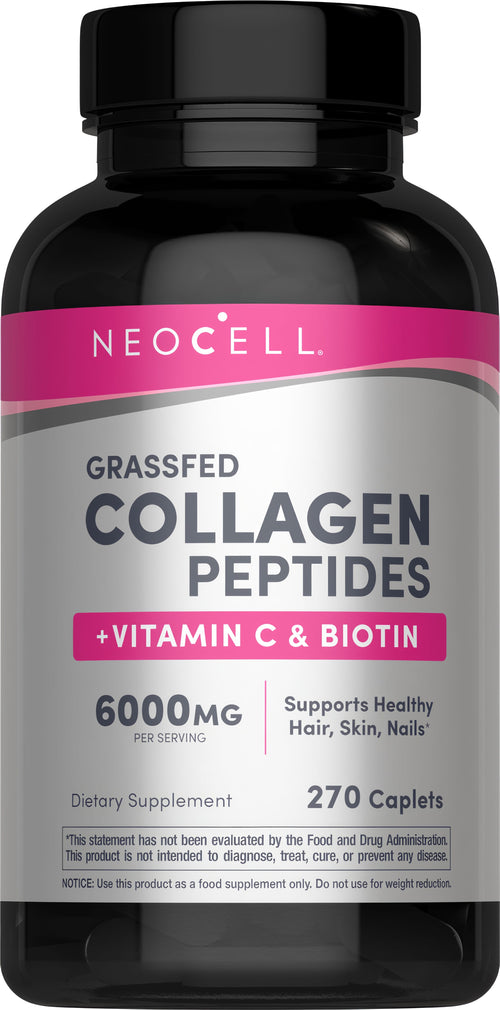 Grassfed Collagen Peptides  + C & Biotin, 6000 mg, 270 Caplets