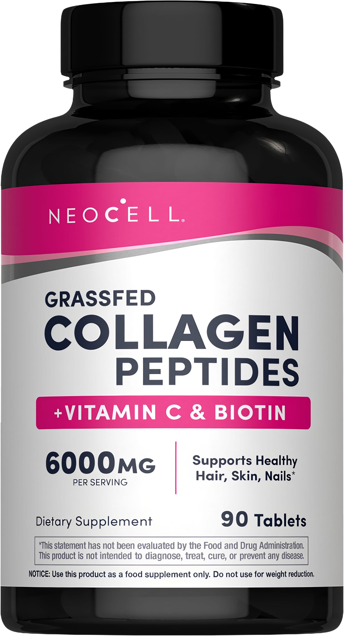 Grassfed Collagen Peptides + C & Biotin, 6000 mg, 90 Tablets