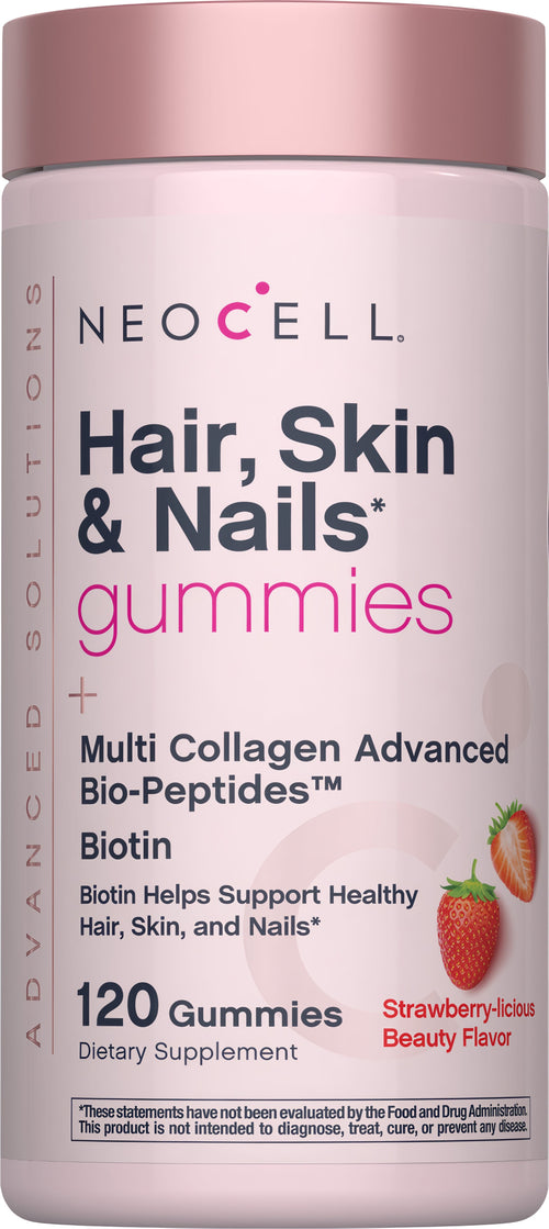 Hair, Skin & Nails + Multi Collagen Bio-Peptides Gummies Strawberry-licious Beauty Flavor, 120 Tasty Gummies